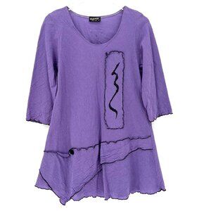 Lee Andersen Tunic Dress Size XS Lagenlook Art to Wear Artsy Asymmetrical Purple